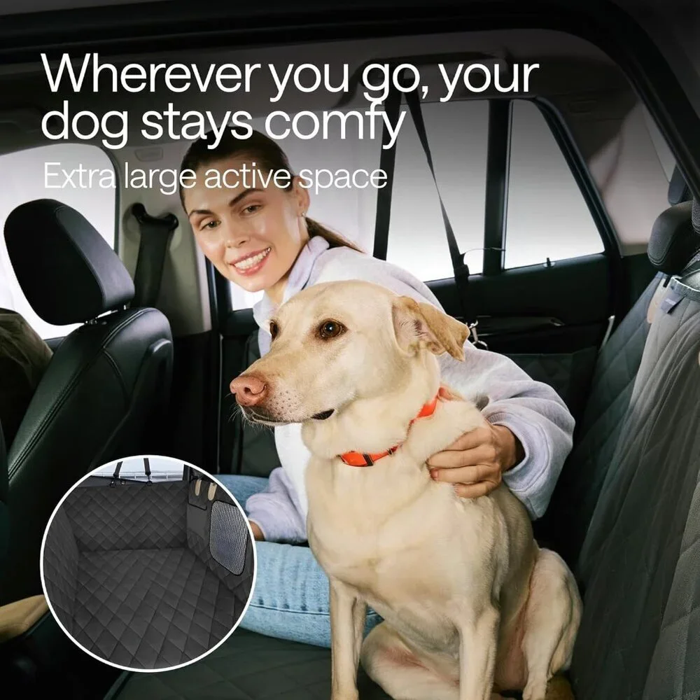Waterproof Dog Car Seat Cover for Back Seat with Hard Bottom Inserts